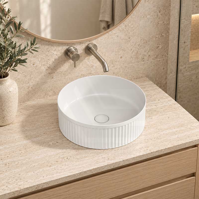 Infinity Round Ceramic Above Counter Basin NO Overflow 360x360x120mm - Variant Colour