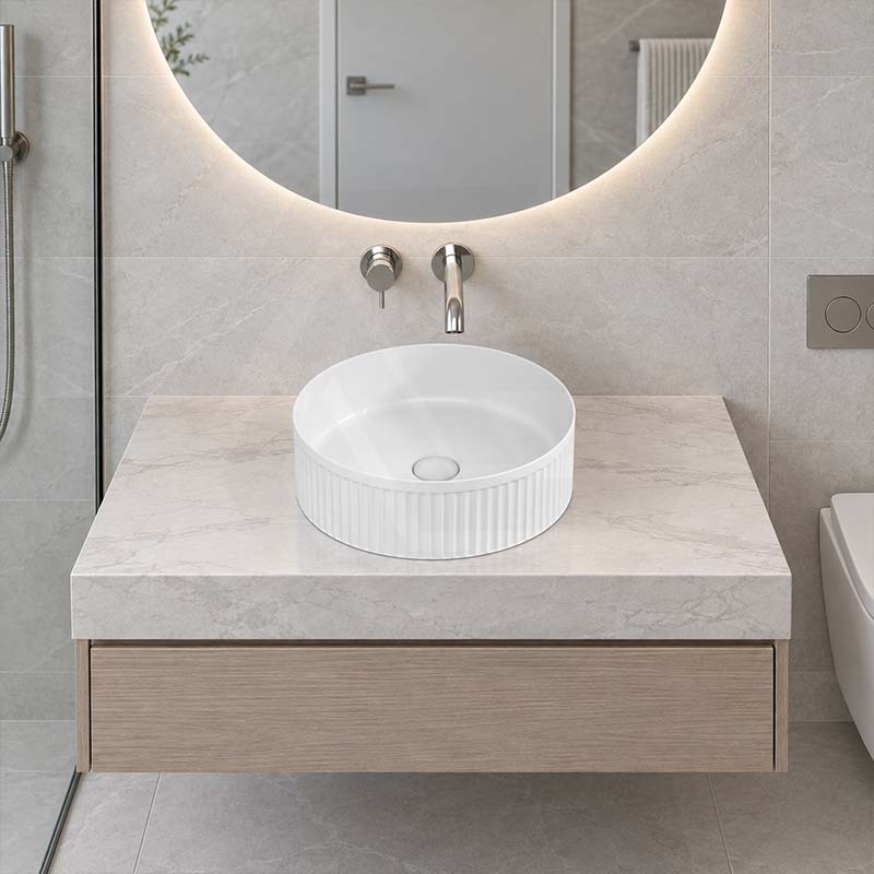 Infinity Round Ceramic Above Counter Basin NO Overflow 360x360x120mm - Variant Colour