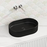 500X320X120Mm Oval Above Counter Ceramic Basin Matt Black White Basins