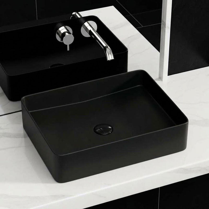 Infinity Ceramic Basin Above Counter Rectangular 480x370x110mm - Matt Black/White