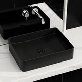 Infinity Ceramic Basin Above Counter Rectangular 480x370x110mm - Matt Black/White
