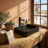 Infinity Ceramic Basin Above Counter Rectangular 480x370x110mm - Matt Black/White