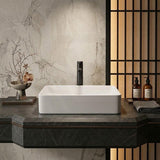Infinity Ceramic Basin Above Counter Rectangular 480x370x110mm - Matt Black/White