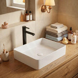 Infinity Ceramic Basin Above Counter Rectangular 480x370x110mm - Matt Black/White