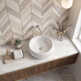 Round Above Counter Ceramic Basin 420x420x135mm - Gloss White/ Matt White