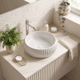 Round Above Counter Ceramic Basin 420x420x135mm - Gloss White/ Matt White