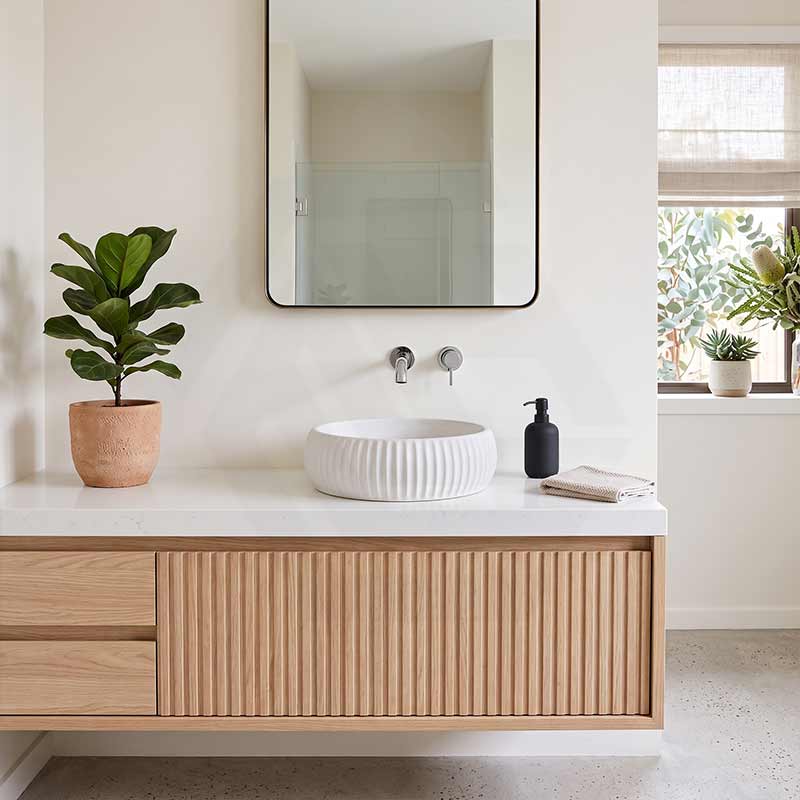 Round Above Counter Ceramic Basin 420x420x135mm - Gloss White/ Matt White
