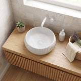 Round Above Counter Ceramic Basin 420x420x135mm - Gloss White/ Matt White