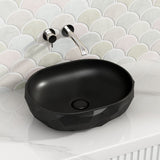 450x360x140mm Oval Above Counter Ceramic Basin Matt Black