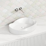 600X385X135Mm Oval Above Counter Ceramic Basin Gloss White Basins