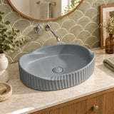 Special Shape Fluted Above Counter Ceramic Basin 600x385x135mm - Variant Colour