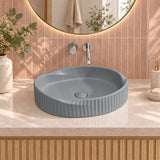 Special Shape Fluted Above Counter Ceramic Basin 600x385x135mm - Variant Colour