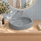 Special Shape Fluted Above Counter Ceramic Basin 600x385x135mm - Variant Colour
