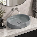 Special Shape Fluted Above Counter Ceramic Basin 600x385x135mm - Variant Colour