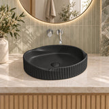 Special Shape Fluted Above Counter Ceramic Basin 600x385x135mm - Variant Colour