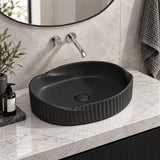 Special Shape Fluted Above Counter Ceramic Basin 600x385x135mm - Variant Colour