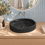 Special Shape Fluted Above Counter Ceramic Basin 600x385x135mm - Variant Colour