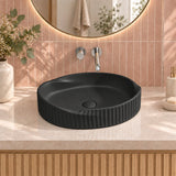 Special Shape Fluted Above Counter Ceramic Basin 600x385x135mm - Variant Colour