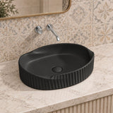 Special Shape Fluted Above Counter Ceramic Basin 600x385x135mm - Variant Colour