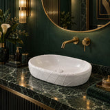 Oval Curved Design Above Counter Ceramic Basin 600x390x135mm - In Various Colour