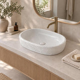 Oval Curved Design Above Counter Ceramic Basin 600x390x135mm - In Various Colour