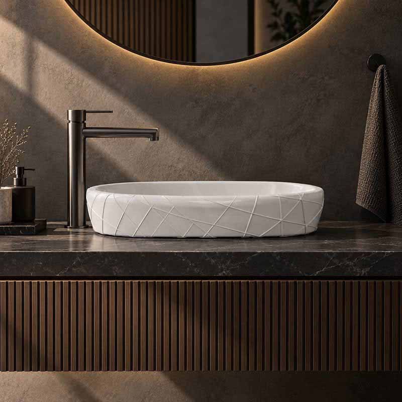 Oval Curved Design Above Counter Ceramic Basin 600x390x135mm - In Various Colour