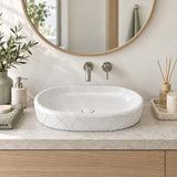 Oval Curved Design Above Counter Ceramic Basin 600x390x135mm - In Various Colour