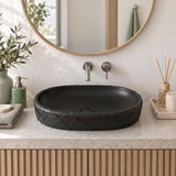 Oval Curved Design Above Counter Ceramic Basin 600x390x135mm - In Various Colour