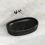 600x390x135mm Oval Above Counter Ceramic Basin Matt Black
