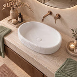 Oval Curved Design Above Counter Ceramic Basin 600x390x135mm - In Various Colour