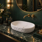 Oval Curved Design Above Counter Ceramic Basin 600x390x135mm - In Various Colour