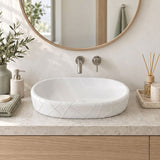 Oval Curved Design Above Counter Ceramic Basin 600x390x135mm - In Various Colour