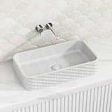 610x340x120mm Rectangle Above Counter Ceramic Basin Matt White
