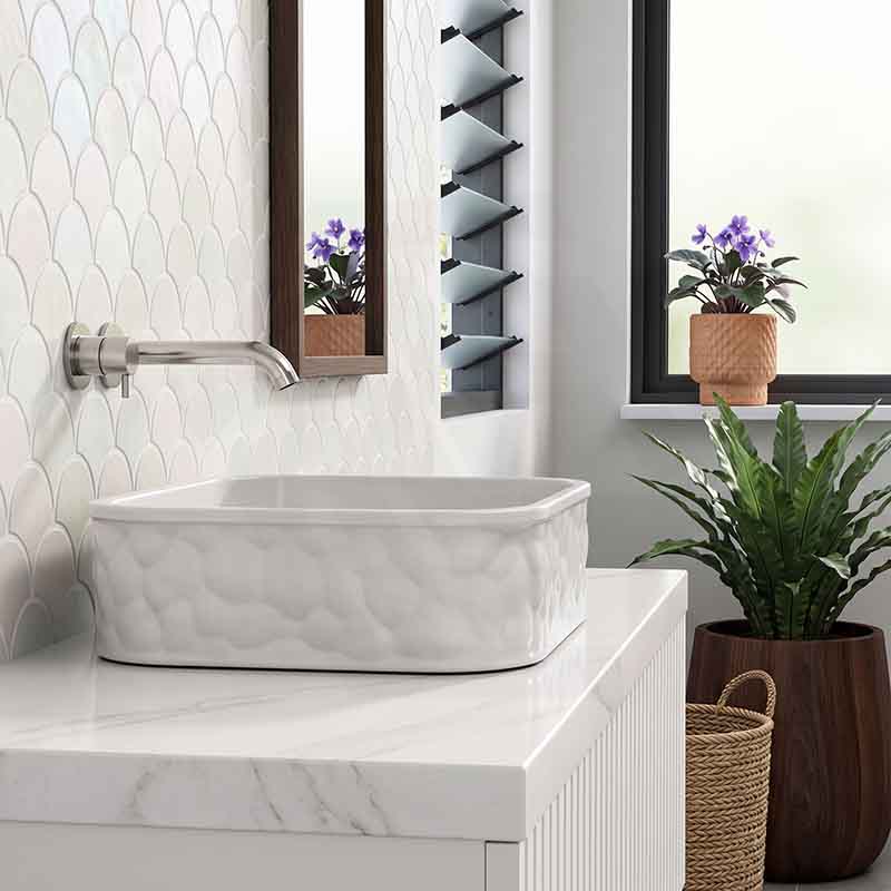 Rectangle Above Counter Ceramic Basin 510x395x130mm - Various Colour