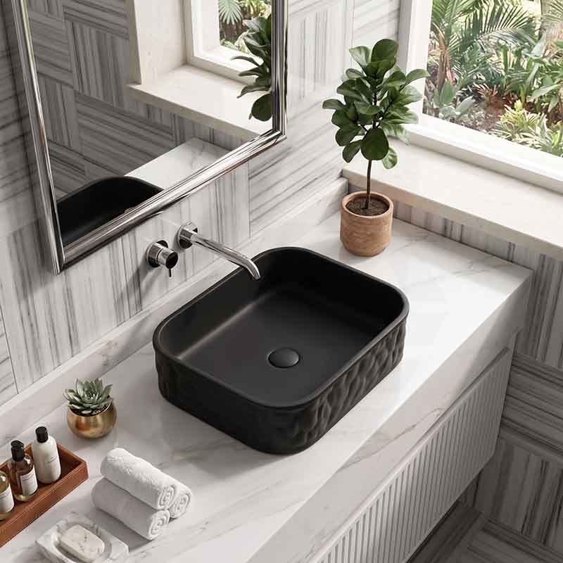 Rectangle Above Counter Ceramic Basin 510x395x130mm - Various Colour