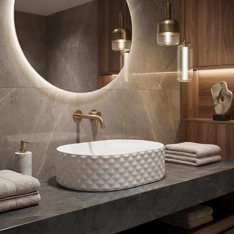 Oval Above Counter Basin Ceramic 450x330x130mm - Various Colour