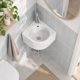 Infinity Ceramic Corner Wall Hung & Above Counter Basin with Overflow 440x385x155mm - Gloss White