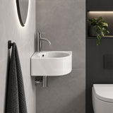 Infinity Ceramic Corner Wall Hung & Above Counter Basin with Overflow 440x385x155mm - Gloss White