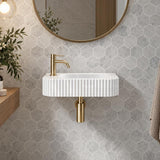 Fluted Wall Hung & Above Counter Basin Ceramic 450x270x115mm - Gloss White