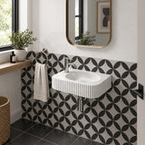 Fluted Wall Hung & Above Counter Basin Ceramic 450x270x115mm - Gloss White