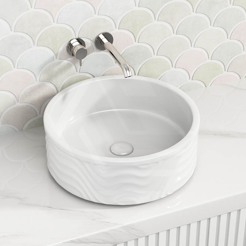420x420x160mm Round Gloss White Above Counter Ceramic Basin