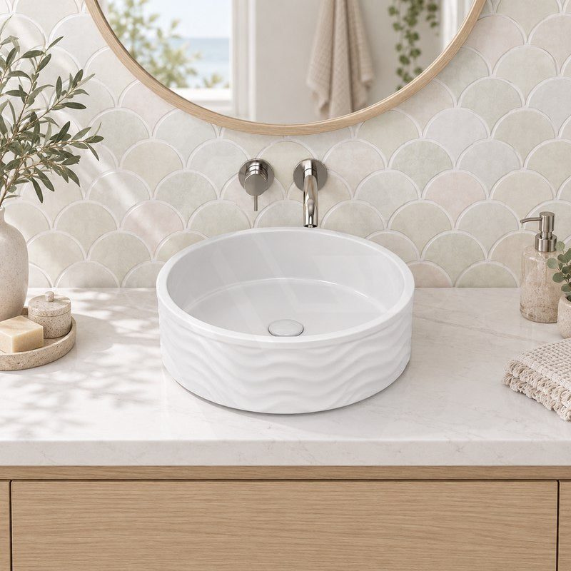 Infinity Round Ceramic Above Counter Basin No Overflow 420x420x160mm - Variant Colour