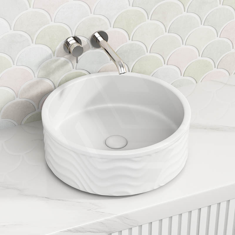 420x420x160mm Round Matt White Above Counter Ceramic Basin