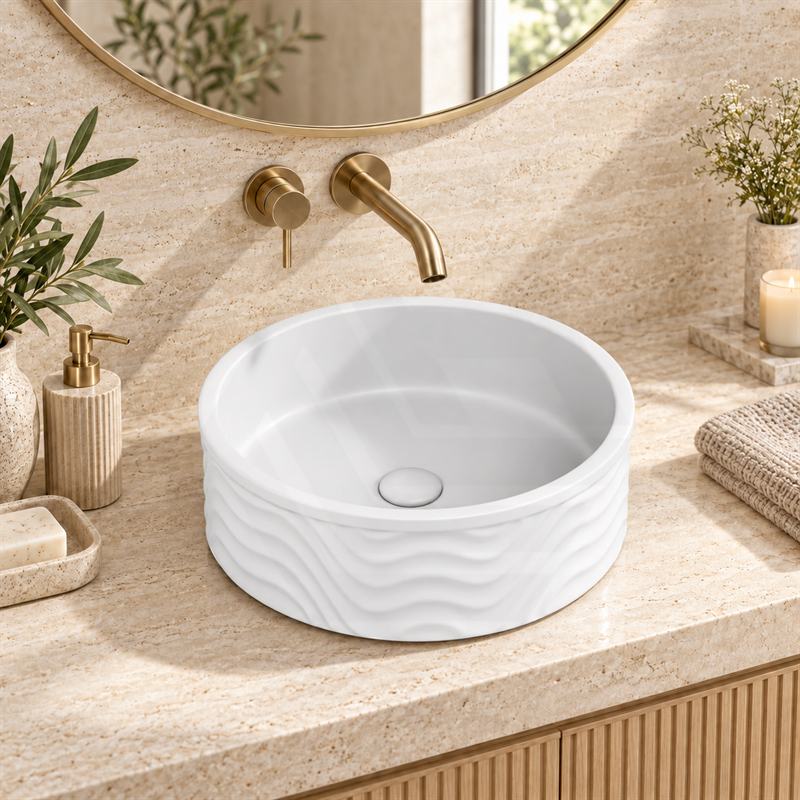 Infinity Round Ceramic Above Counter Basin No Overflow 420x420x160mm - Variant Colour