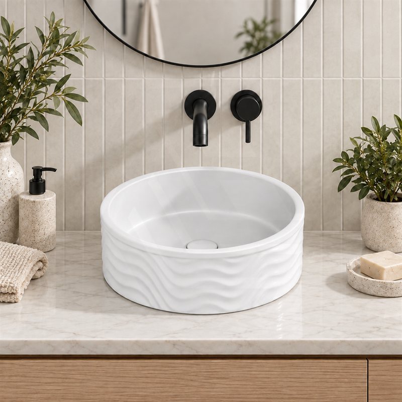 Infinity Round Ceramic Above Counter Basin No Overflow 420x420x160mm - Variant Colour