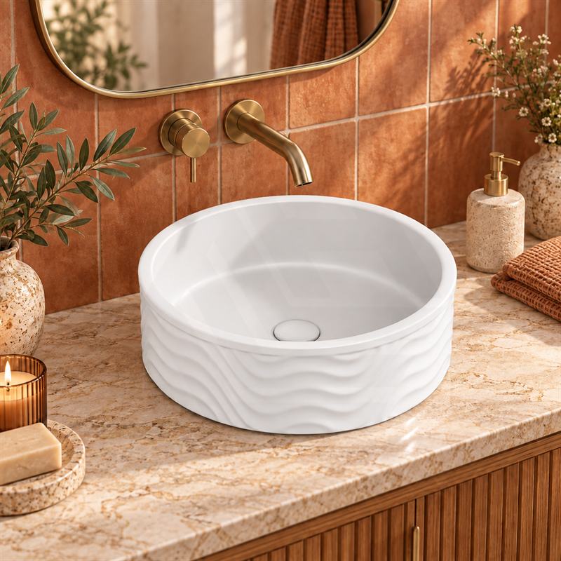 Infinity Round Ceramic Above Counter Basin No Overflow 420x420x160mm - Variant Colour