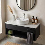 Infinity Round Fluted Above Counter Basin with Tap Hole 280x280x120mm - Gloss White