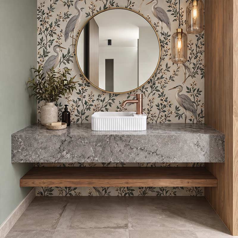 Fluted Rectangular Above Counter Basin Ceramic with Tap Hole 360x195x120mm - Gloss White