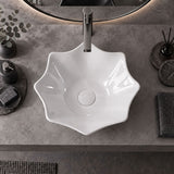 Flower Shape Above Counter Basin Ceramic 410x410x120mm - In Various Colour