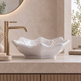 Flower Shape Above Counter Basin Ceramic 410x410x120mm - In Various Colour
